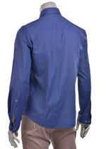 Blue "Upwest" Half Placket Zipper Shirt