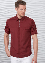 Burgundy "Upwest" Half Placket Zipper Shirt