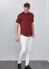 Burgundy "Upwest" Half Placket Zipper Shirt