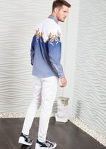 Blue Stripe Baroque Silky Shirt
