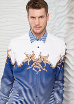 Blue Stripe Baroque Silky Shirt