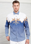 Blue Stripe Baroque Silky Shirt