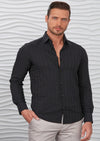 Black Tonal Stripe Dressy Shirt