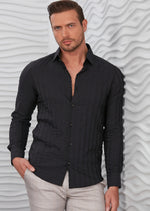 Black Tonal Stripe Dressy Shirt