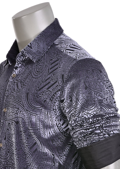 Gray Paisley Velvet Shirt