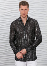 Black Silver Raindrop Print Shirt