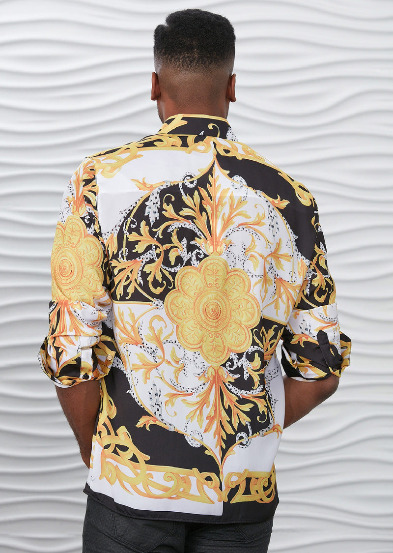 Black Gold Renaissance Silky Shirt MONDO Menswear Black Gold Renaissance Silky Shirt MONDO Menswear