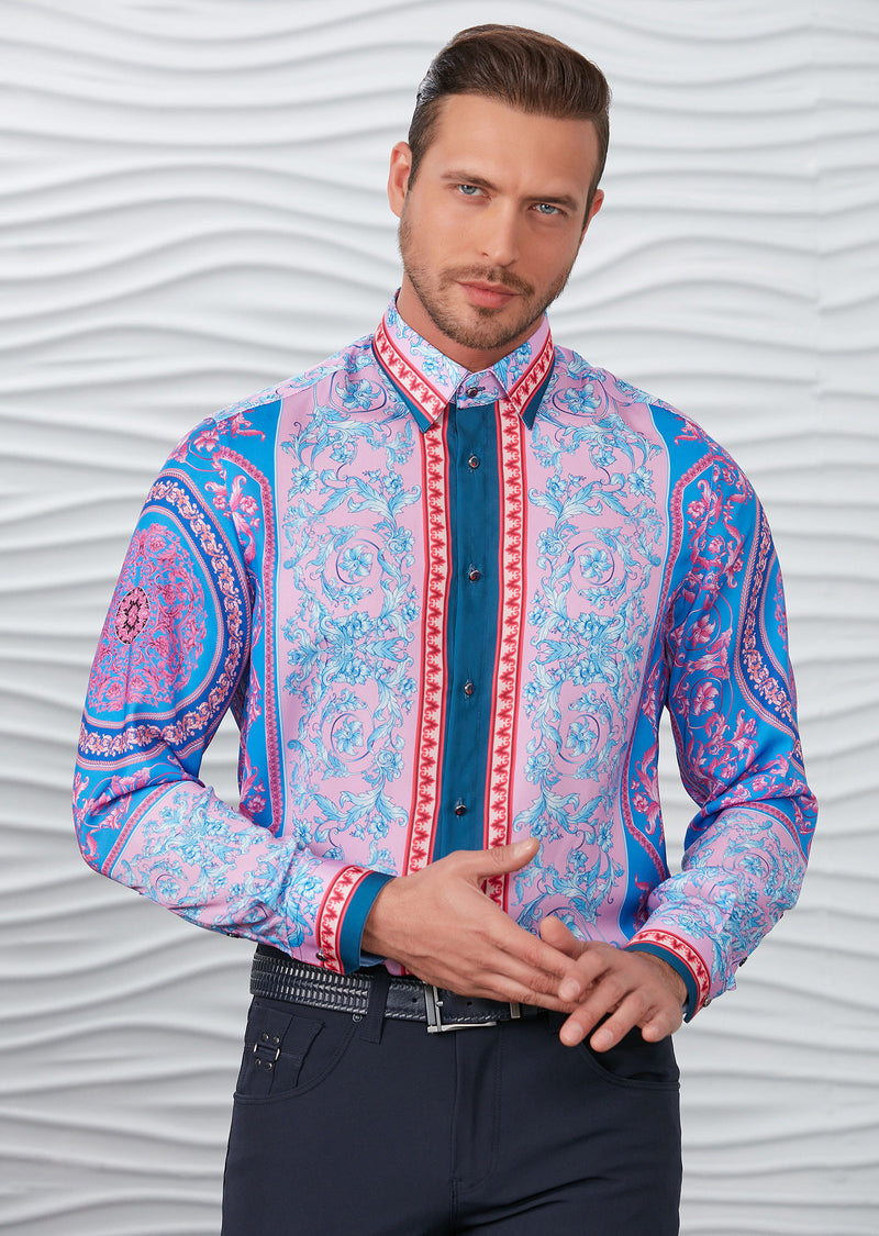 purple silk dress shirt LOCK purple jacquard - silk shirt