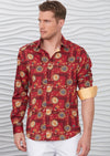 Red Crest & Meander Silky Shirt