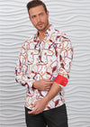 White Red Floral Chain Silky Shirt
