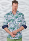 Green White Mosaic Silky Shirt