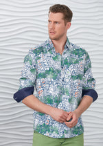 Green White Mosaic Silky Shirt