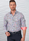 Pink Blue Brushstroke Silky Shirt