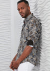 Black Beige Pyschedelic Silky Shirt