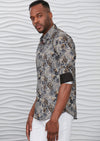 Black Beige Pyschedelic Silky Shirt