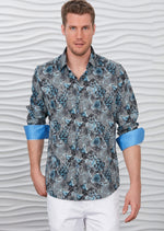 Black Blue Pyschedelic Silky Shirt