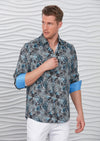 Black Blue Pyschedelic Silky Shirt