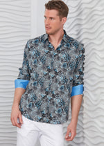 Black Blue Pyschedelic Silky Shirt