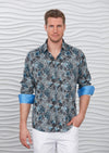 Black Blue Pyschedelic Silky Shirt