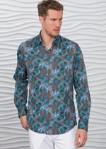 Green Pyschedelic Pattern Silky Shirt