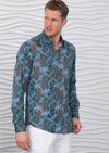 Green Pyschedelic Pattern Silky Shirt