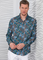 Green Pyschedelic Pattern Silky Shirt