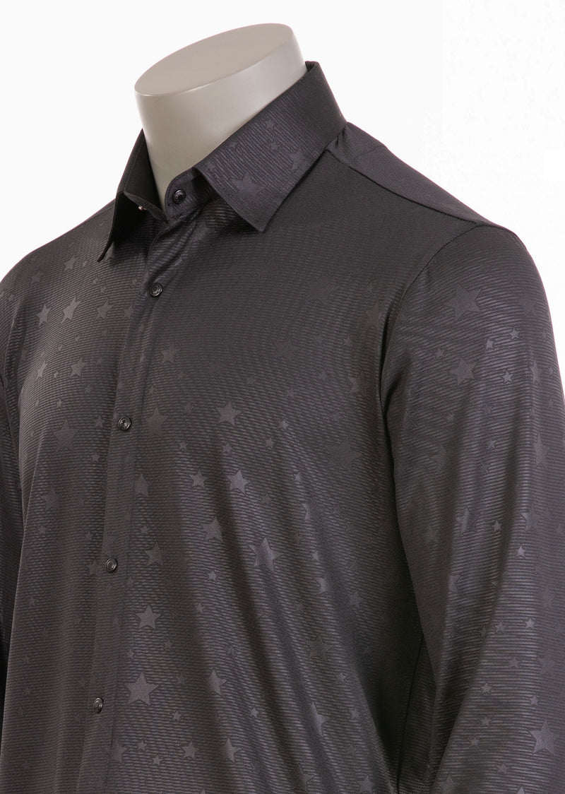 Black Star Print Stretchy Shirt