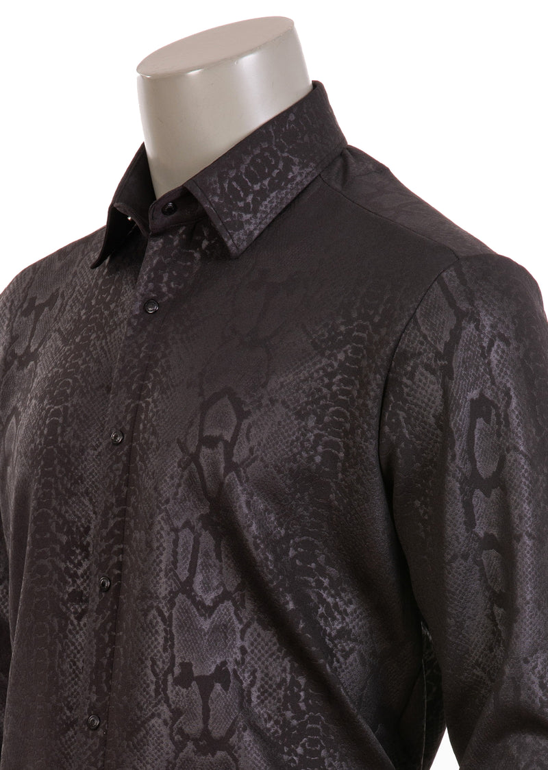 Black Snake Print Stretchy Shirt