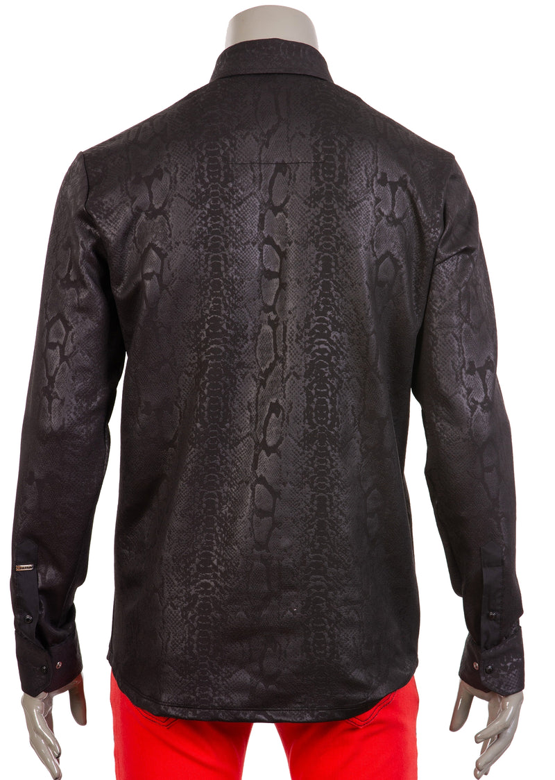 Black Snake Print Stretchy Shirt