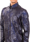 Metallic Blue Roses Jacquard Shirt