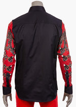 Black "Military" Print Silky Shirt