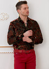 Black Brown Floral Velvet Shirt