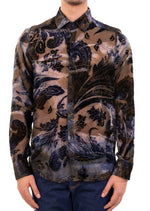 Blue Paisley Burnout Velvet Shirt