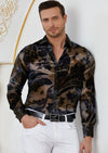 Blue Paisley Burnout Velvet Shirt