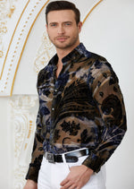 Blue Paisley Burnout Velvet Shirt