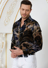 Blue Paisley Burnout Velvet Shirt