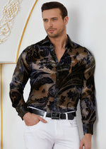 Blue Paisley Burnout Velvet Shirt