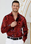 Red Floral Burnout Velvet Shirt