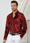 Red Floral Burnout Velvet Shirt