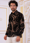 Black Paisley Burnout Velvet Shirt