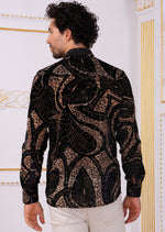 Black Paisley Burnout Velvet Shirt