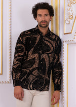 Black Paisley Burnout Velvet Shirt