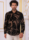 Black Paisley Burnout Velvet Shirt