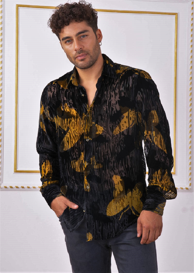 Black Yellow Dream Velvet Shirt