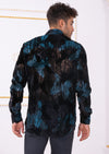 Black Blue Dream Velvet Sheer Shirt