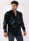 Black Blue Dream Velvet Sheer Shirt