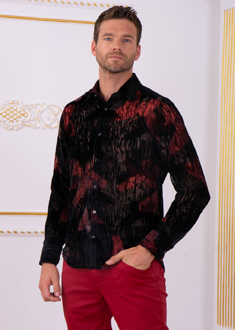 Black Burgundy Dream Velvet Shirt