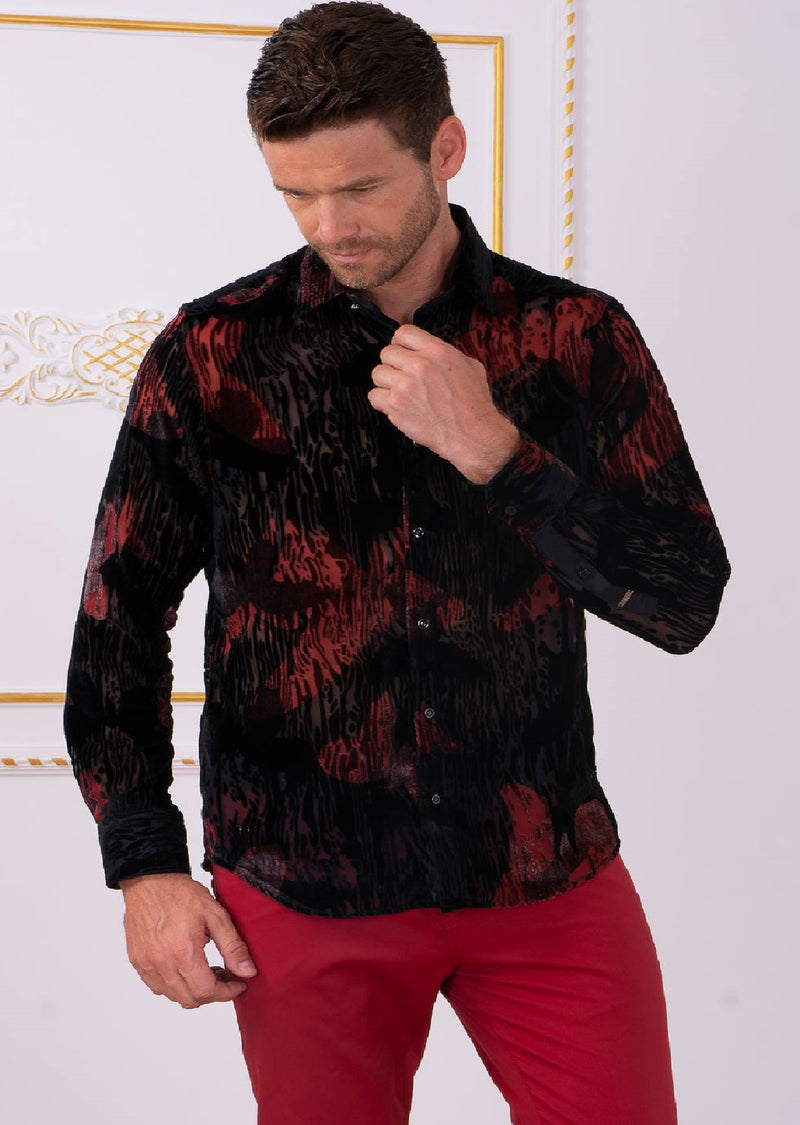 Black Burgundy Dream Velvet Shirt