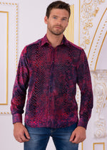 Navy Pink Snake Velvet Sheer Shirt