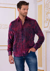 Navy Pink Snake Velvet Sheer Shirt